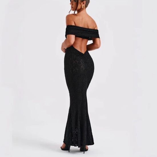 Women's Chest-wrapped Off-shoulder Lace Dress Backless