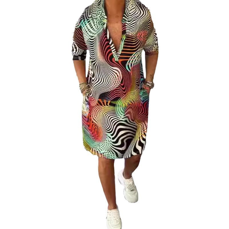 Women's Printed V-neck Half Sleeve Dress