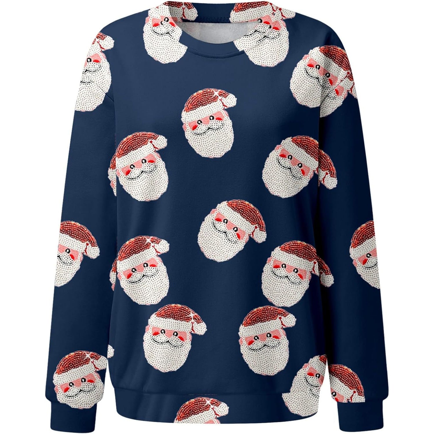 New Hot Sale Women's Casual Capless Round Neck Regular Drop Shoulder Sweater Pullover Print Top