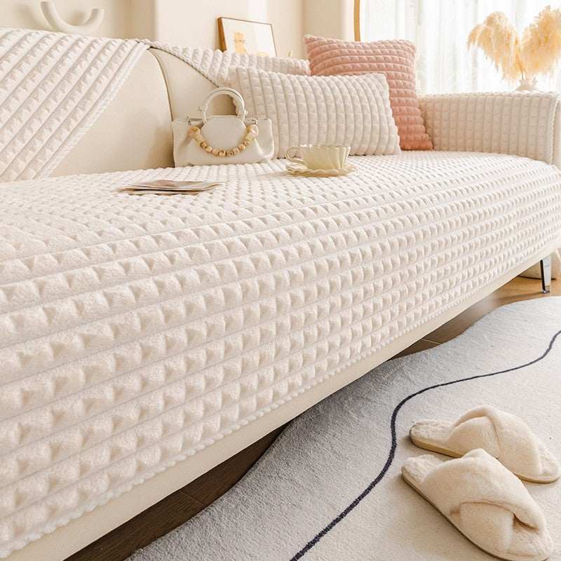 Thickened Flannel Sofa Cushion 2024 Winter Thickened Sitting Non-slip Sofa Cover Plush Cover Towel