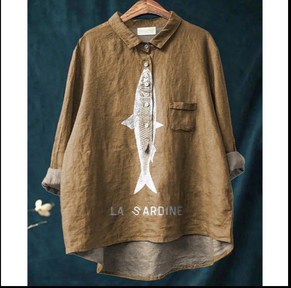 Loose Print Crew Neck Casual Plus Size Women's T-shirt