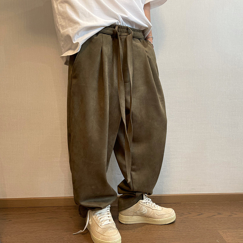 Men's Ribbon Suede Retro Matchet Pants