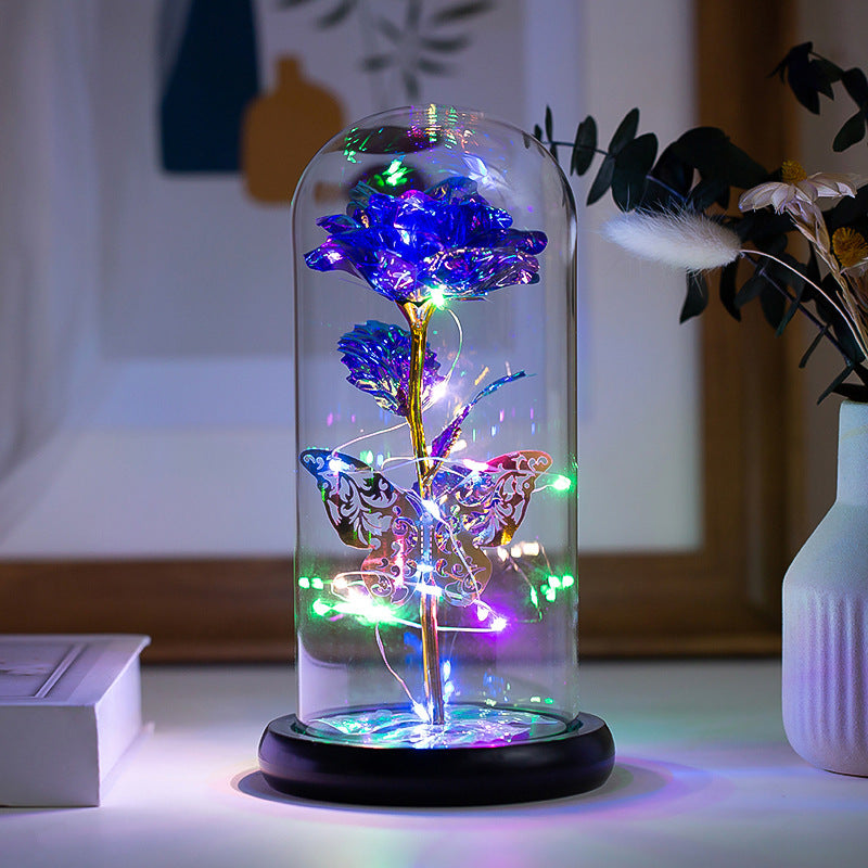 Preserved Flower Glass Cover Glowing Night Lights Ornaments