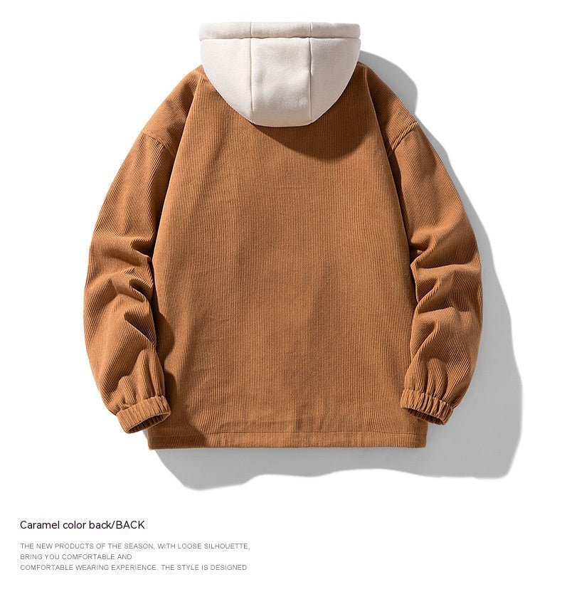 Velvet Padded Thickened Coat Men's Autumn And Winter New Baseball Uniform Hoodie