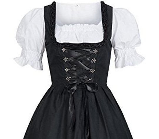 Medieval Court Maid Skirt Drawstring High Waist Slim-fit Bow Large Swing Skirt
