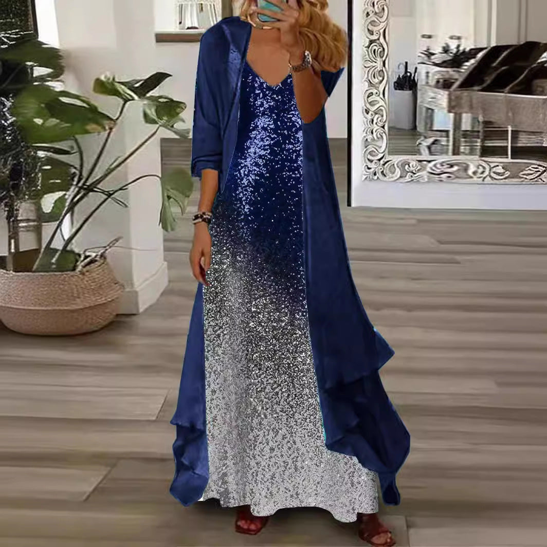 European And American Vacation Spaghetti Straps Long Skirt Indian Style Large Swing Skirt Two-piece Set