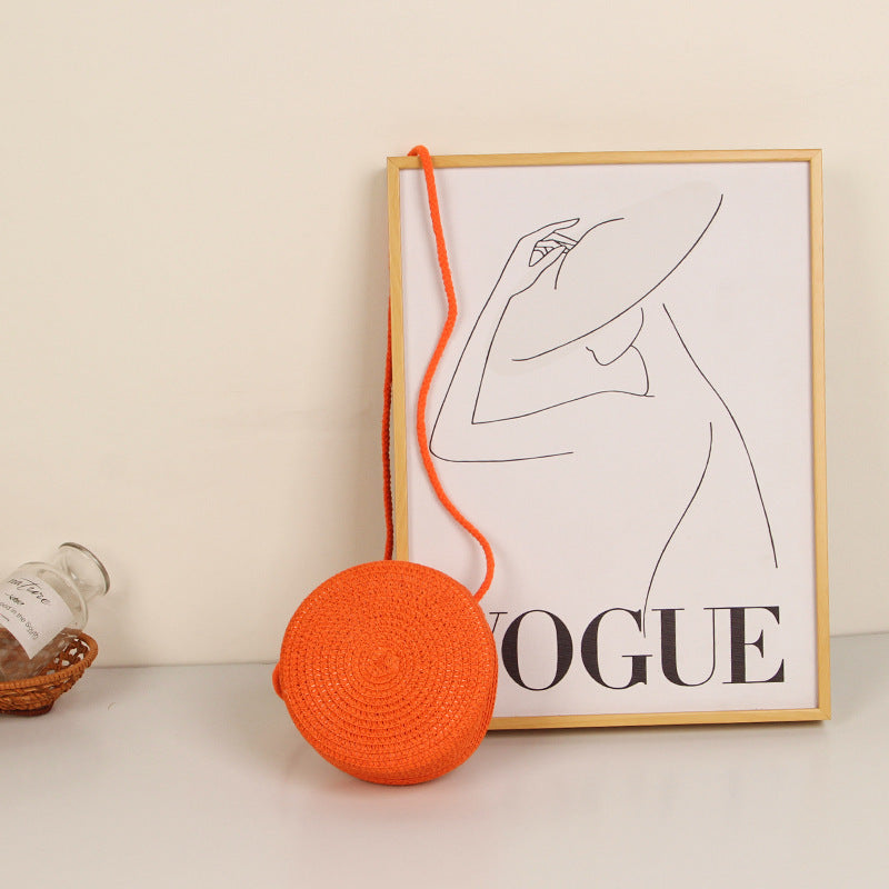 Solid Color Straw Phone Bag For Women