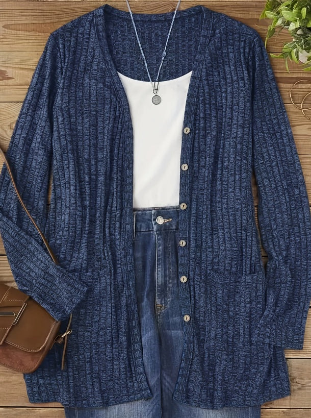 A Solid-colored Long-sleeved Coat For Ladies