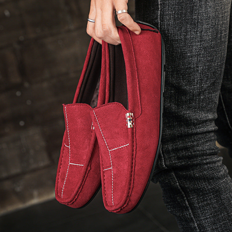 British Style Casual Men's Shoes Suede Rubber Sole Handmade Gommino Casual Shoes