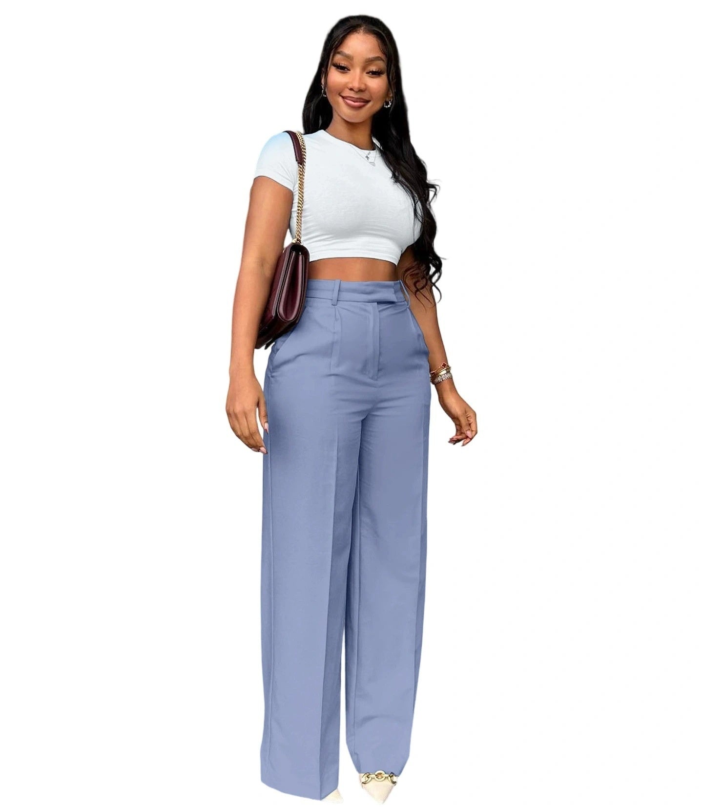 Women's High Waist Straight-leg Wide-leg Pants