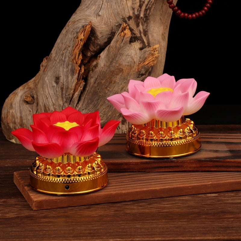 Shengmiole Colorful Lotus Lights Buddha Front Lantern