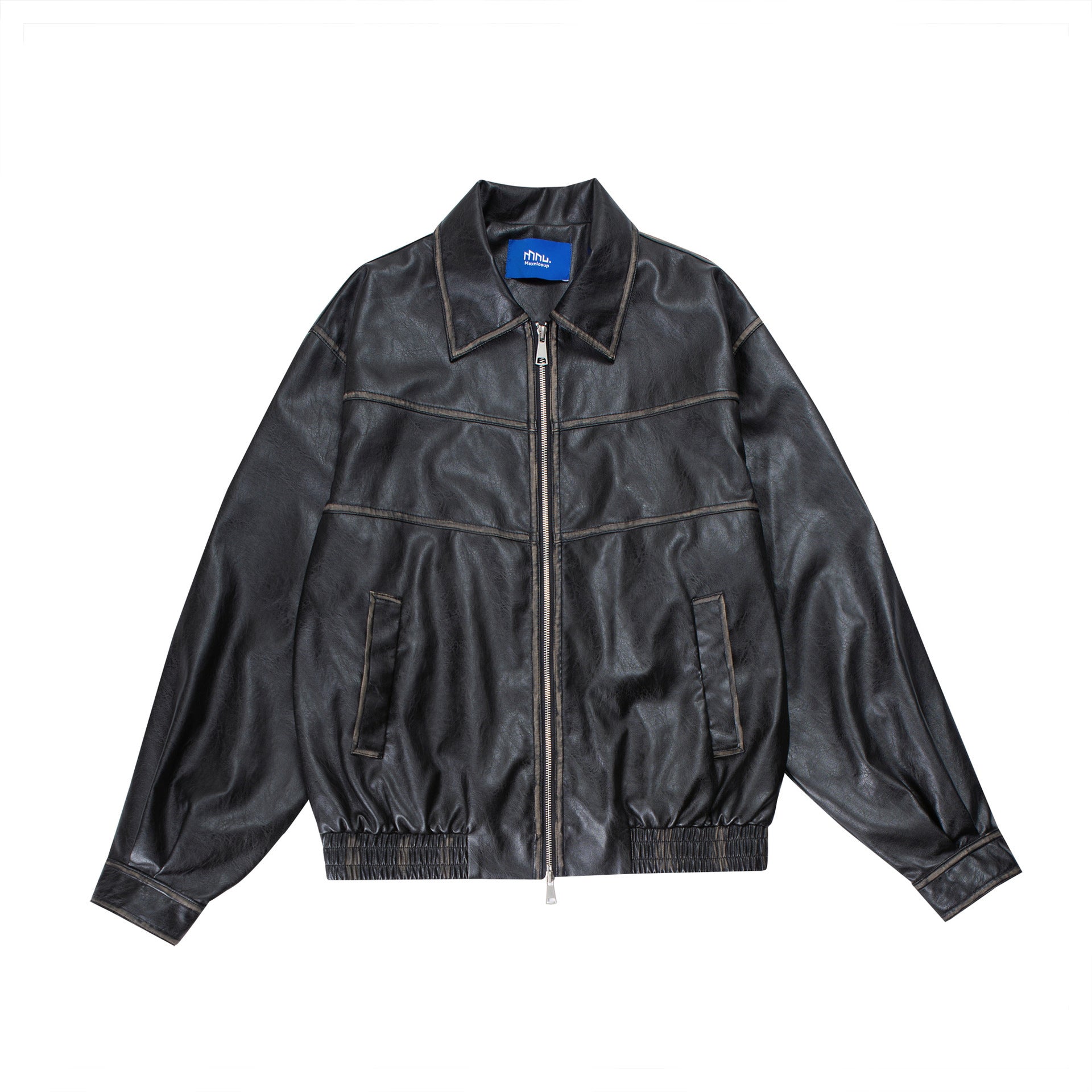 Lapel Motorcycle Pu Coat For Men