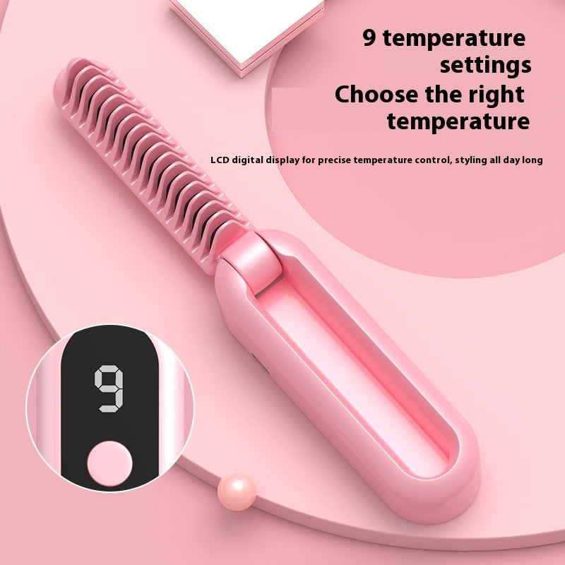 Straight Comb Wireless Charging Portable Negative Ion Hair Straightener