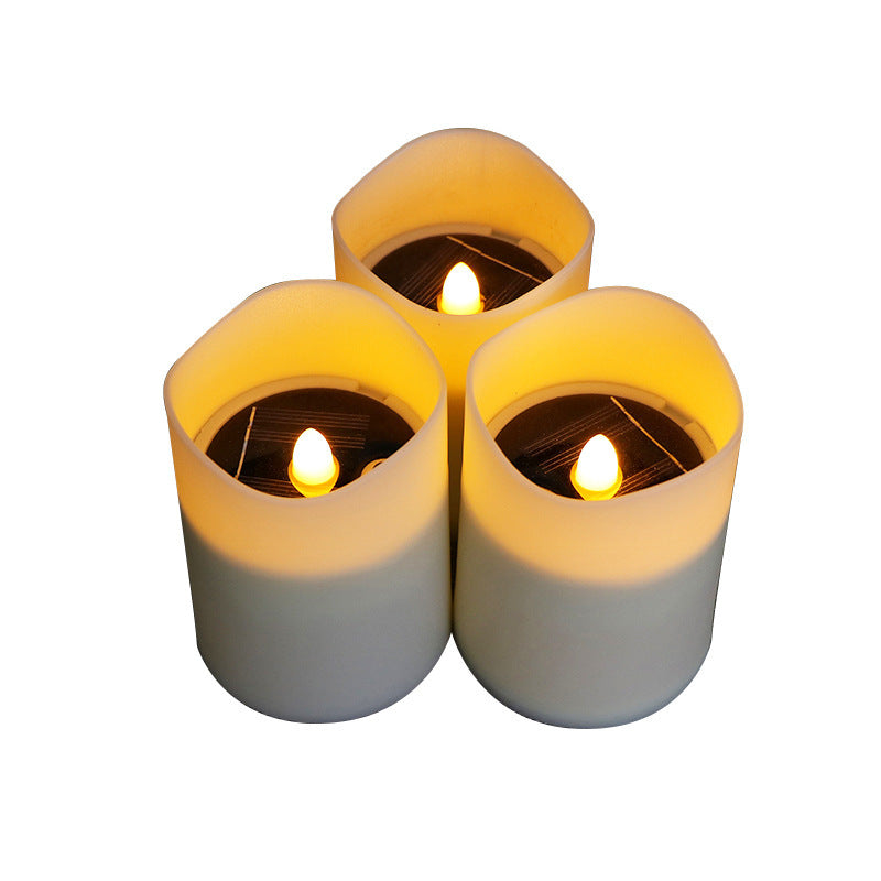 New Electronic Solar Candle Flame LED Light Outdoor Desktop Decoration Lawn Floor Outlet