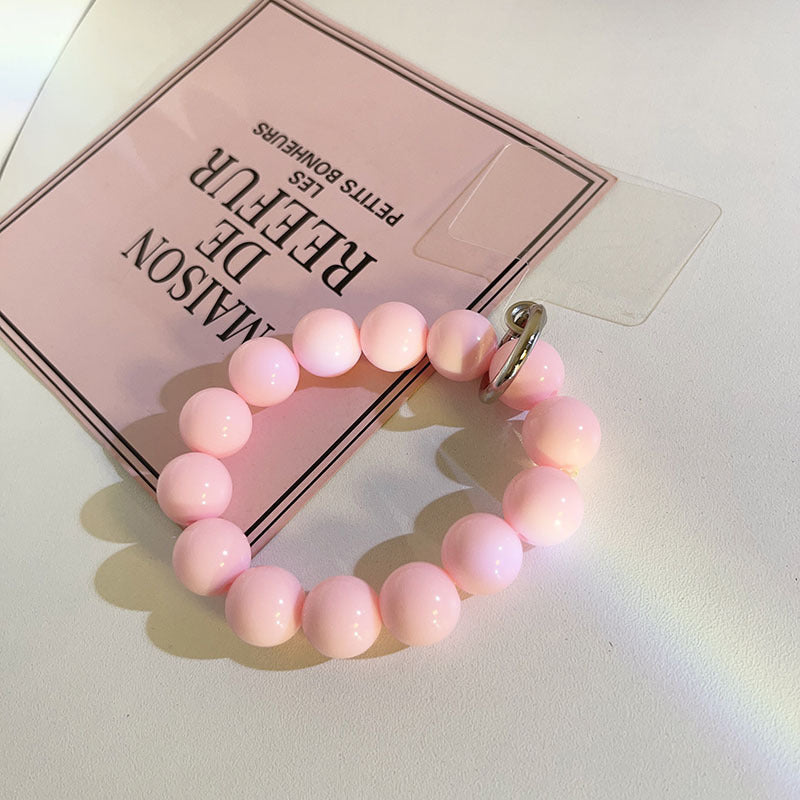 Internet Celebrity Ins Solid Color Bead Wrist Lanyard Universal Phone Case Camera Key Chain