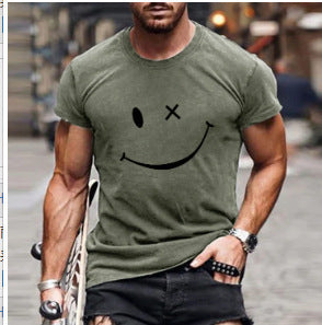 Women's T-shirt Green Blue Pink Printed Short Sleeve Casual Weekend