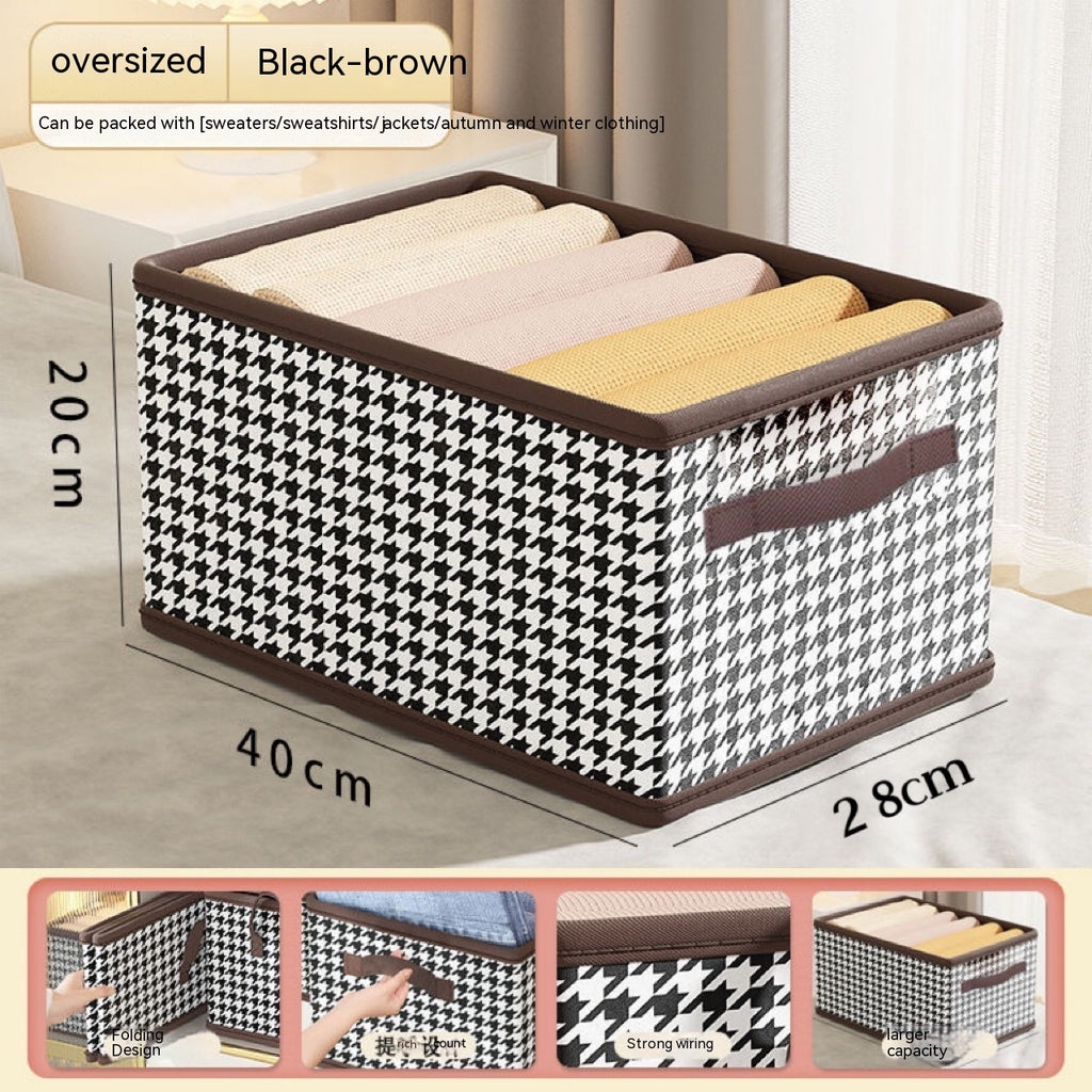 Houndstooth Storage Box Bedroom Finishing Foldable Removable