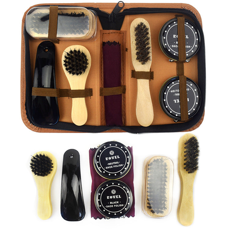 Real leather shoe care set 8 pieces