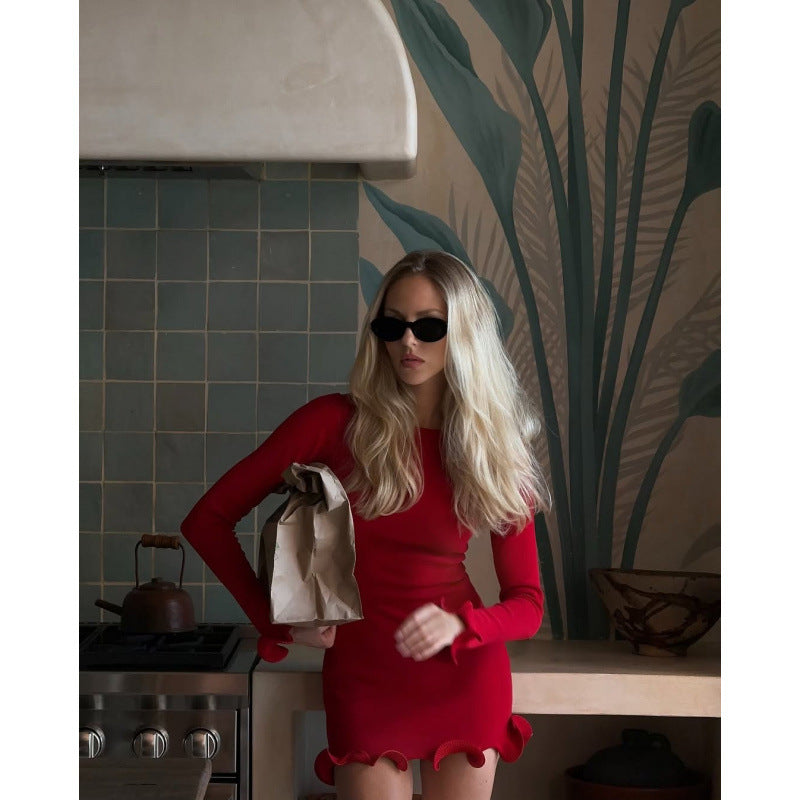 Women's Fashion Ruffles Slim Waist Jumpsuit Skirt