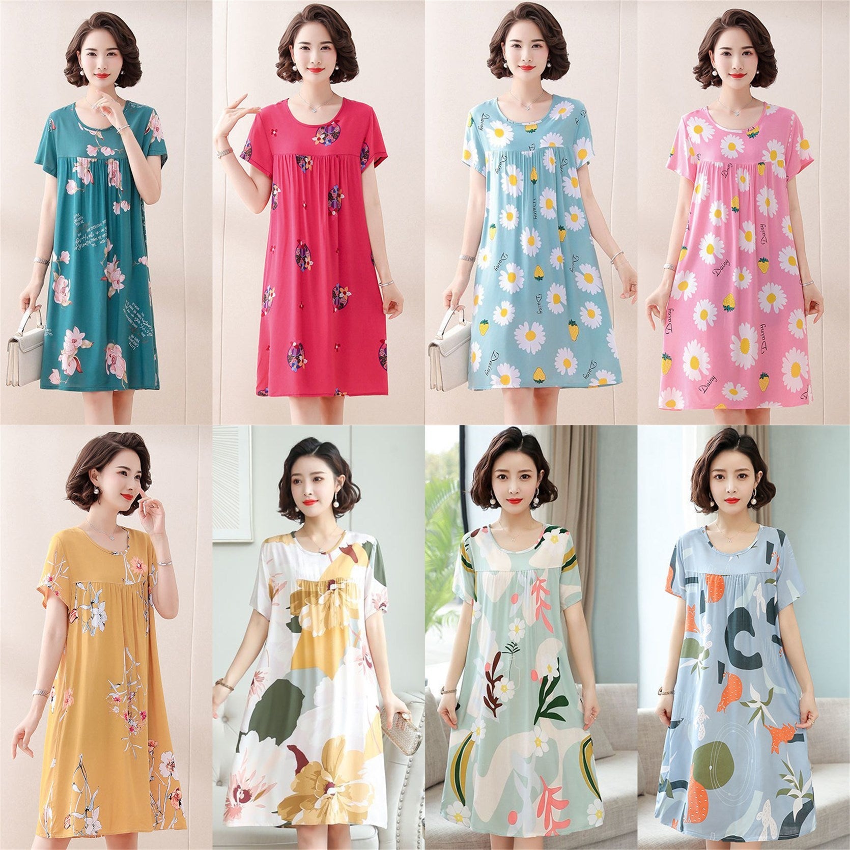 Summer Pajamas Plant Flower Dress