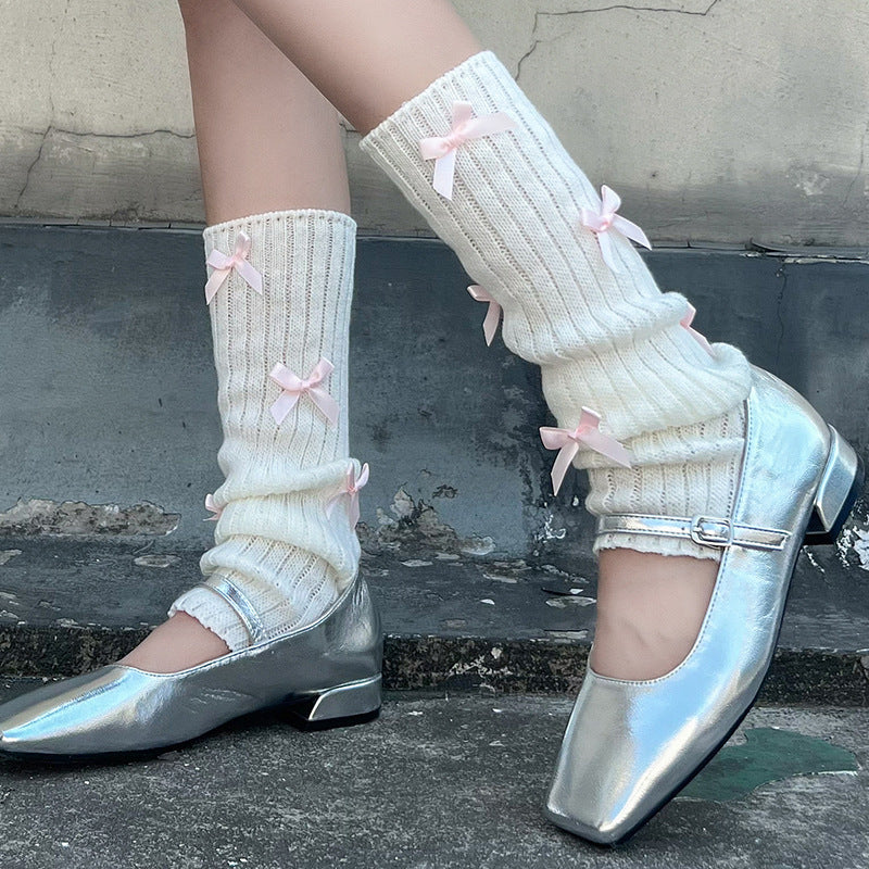 Women's Japanese Sweet Cute Bow Bunching Socks