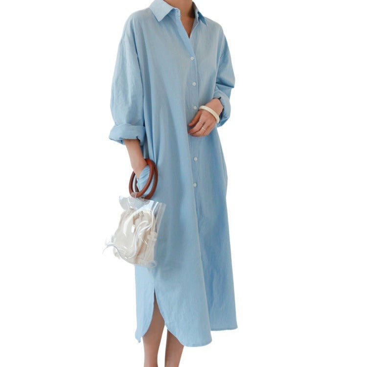 Loose Long Sleeve Cardigan Cotton And Linen Shirt Skirt