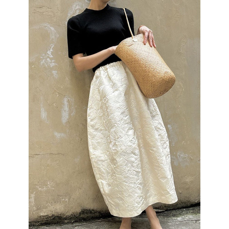 Fashion Relievo Jacquard Skirt Casual Women