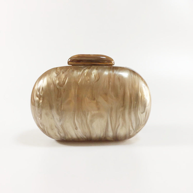 Women's Oval Acrylic Solid Color Pearly Evening Bag