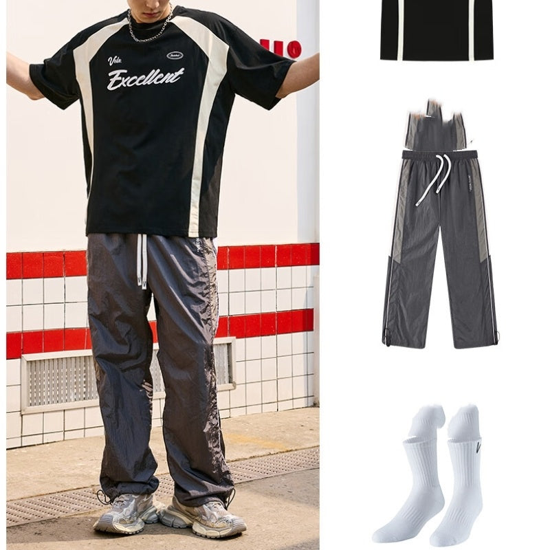 Basketball Sports Knitted American Round Neck T-shirt