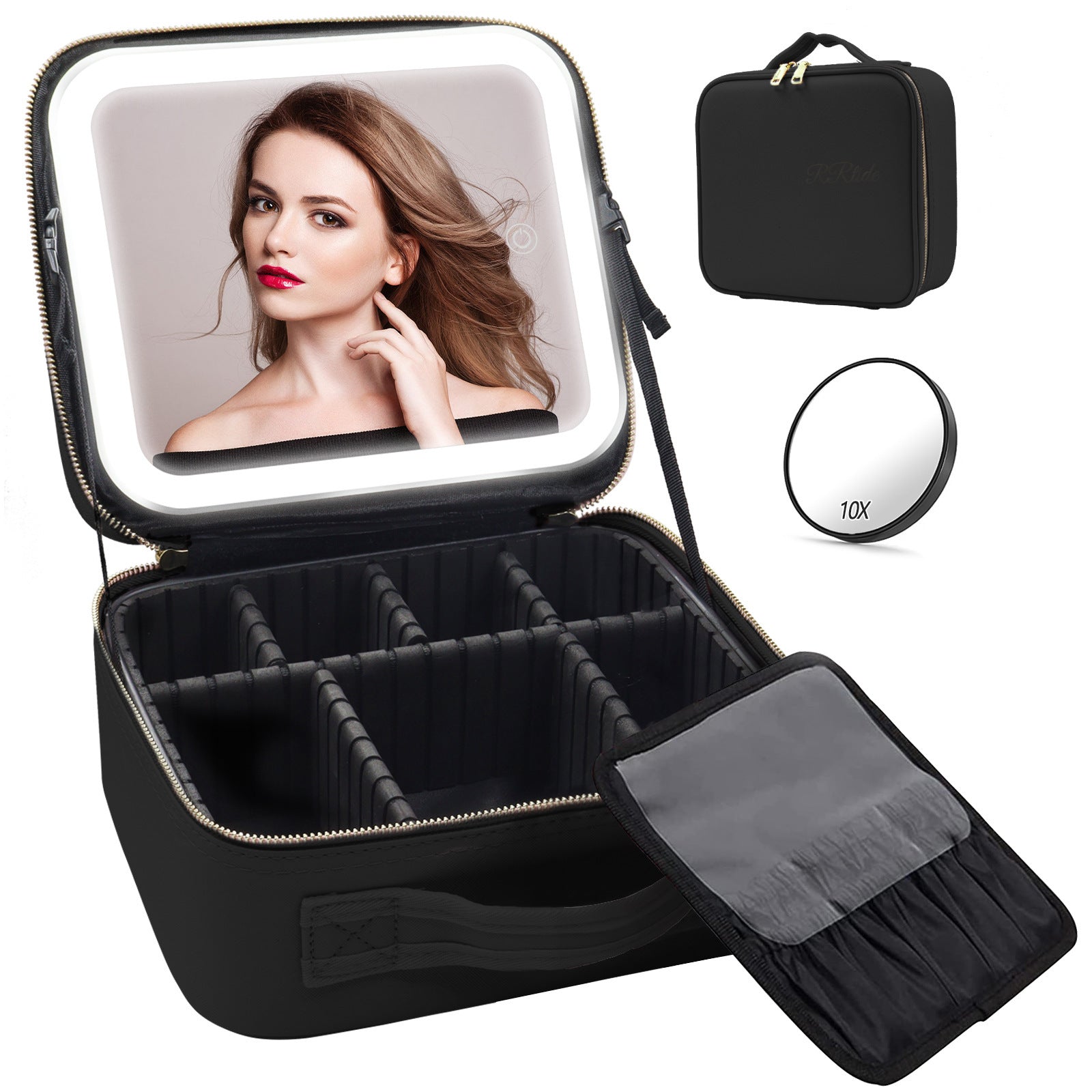 Large Capacity Cosmetic Case With LED Mirror High Sense Multifunctional Storage For Makeup Artist Cosmetic Bag