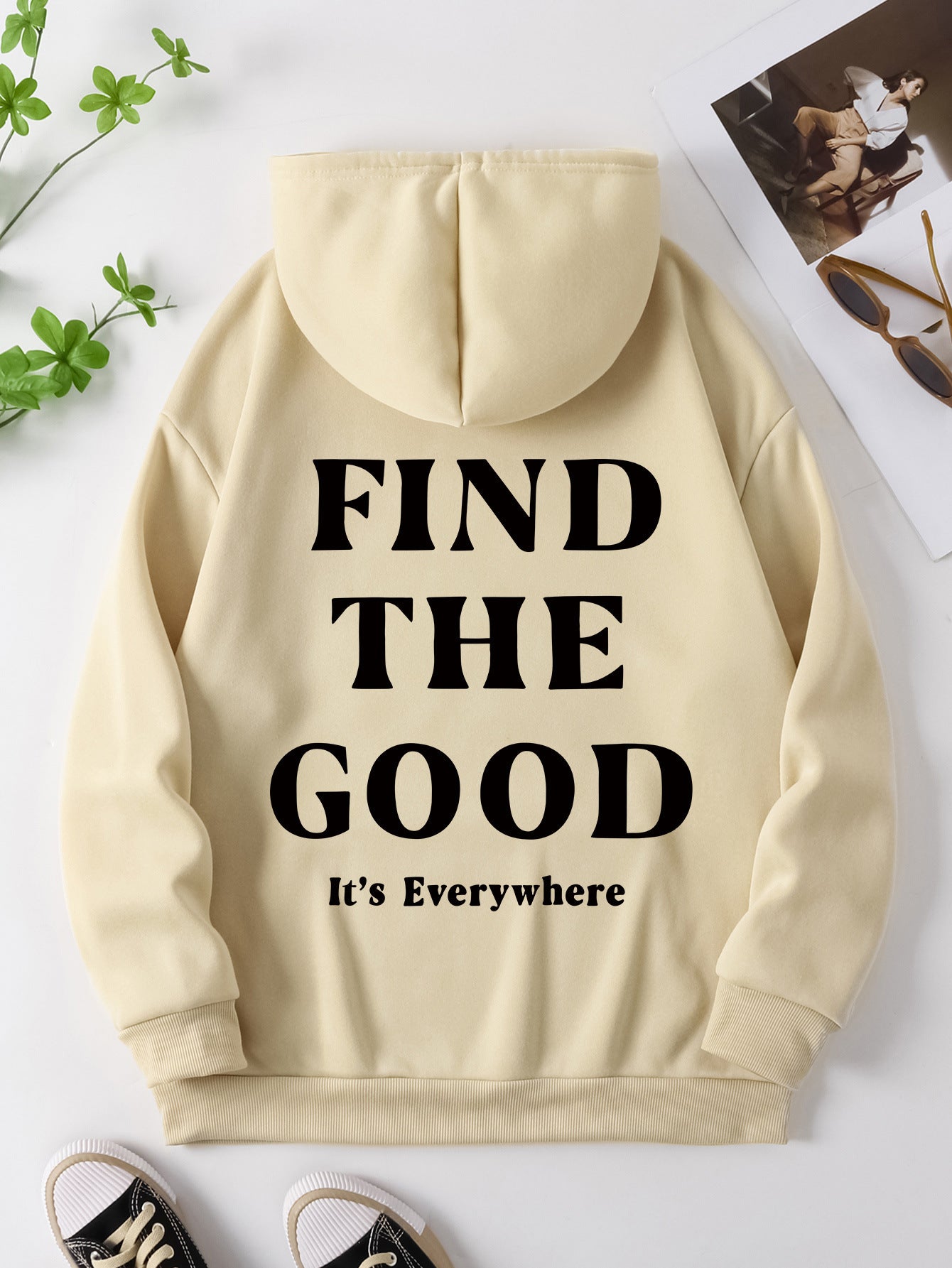 Brushed Hoody Plain Letter Printed Hoodie