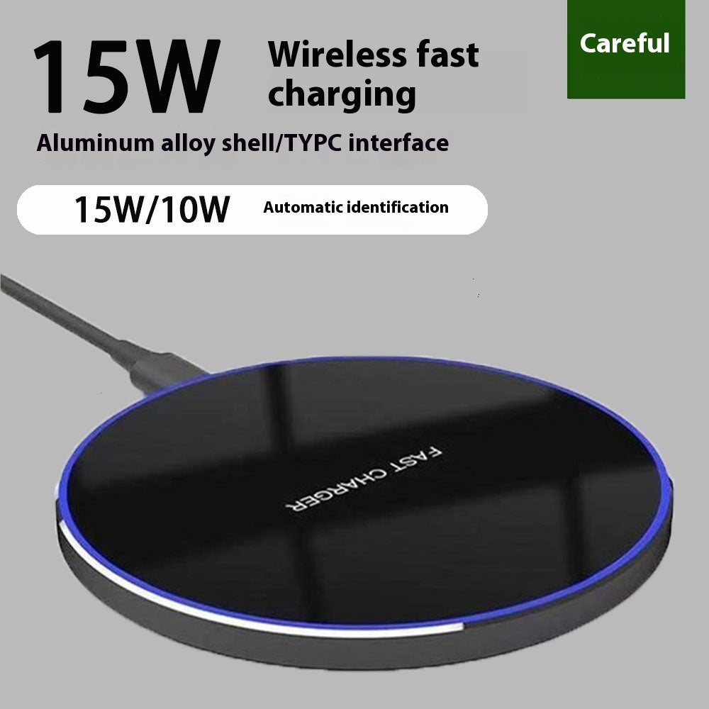 Aluminum Alloy Round QI15W Wireless Charger For