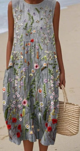 Slim-fit Printed Long Dress 3D Printed Women's