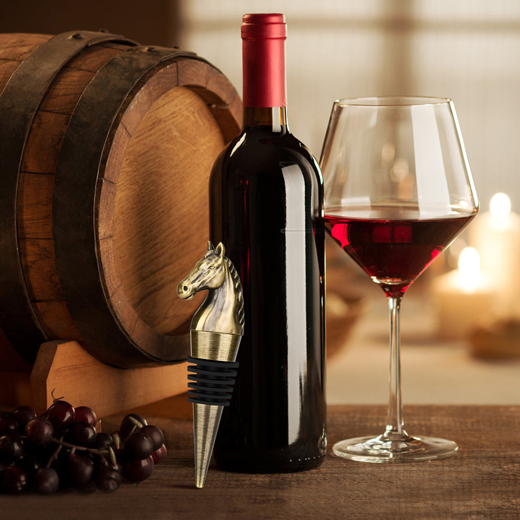 Luxury Horse Head Wine Bottle Stopper Animal-shaped Wine Stopper For Preserving Red Wine, A Kitchen Storage Gift, A Birthday Gift For Universal Wine Preservation Supplies.