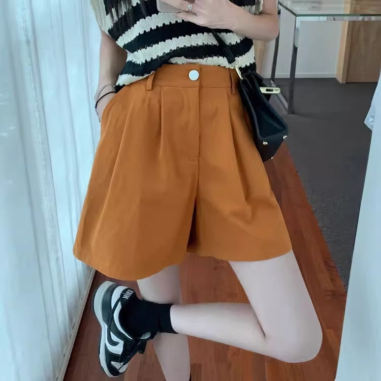 Corduroy Casual Shorts Women's High Waist Loose