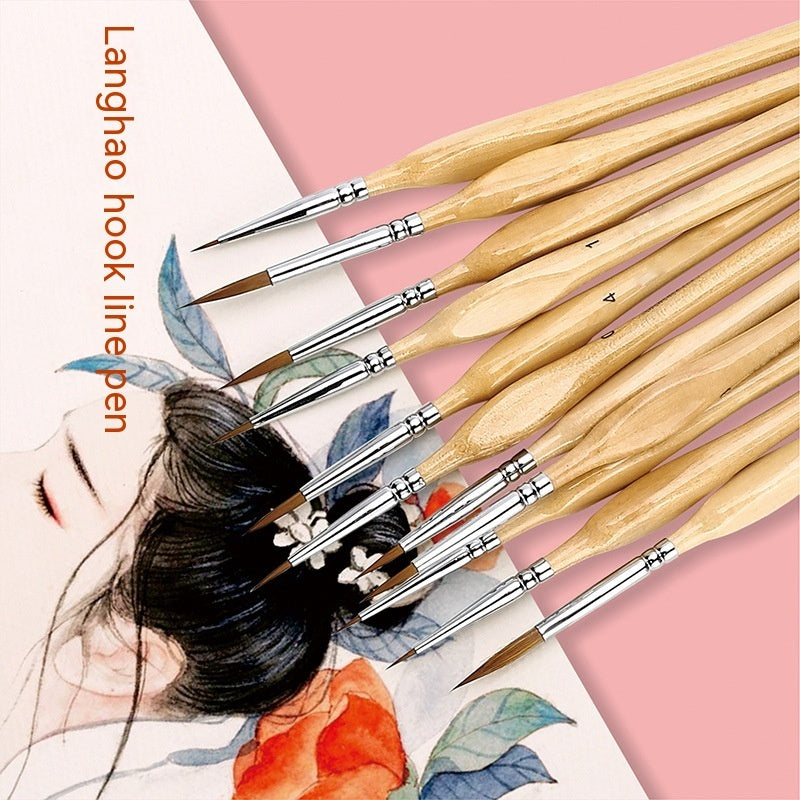 Ultra-fine Three-side Hook Line Pen Watercolor Gouache Fine Pen Outline Pigment Liner Painting Feature Brush Ultra-fine Chinese Painting Hand-painted