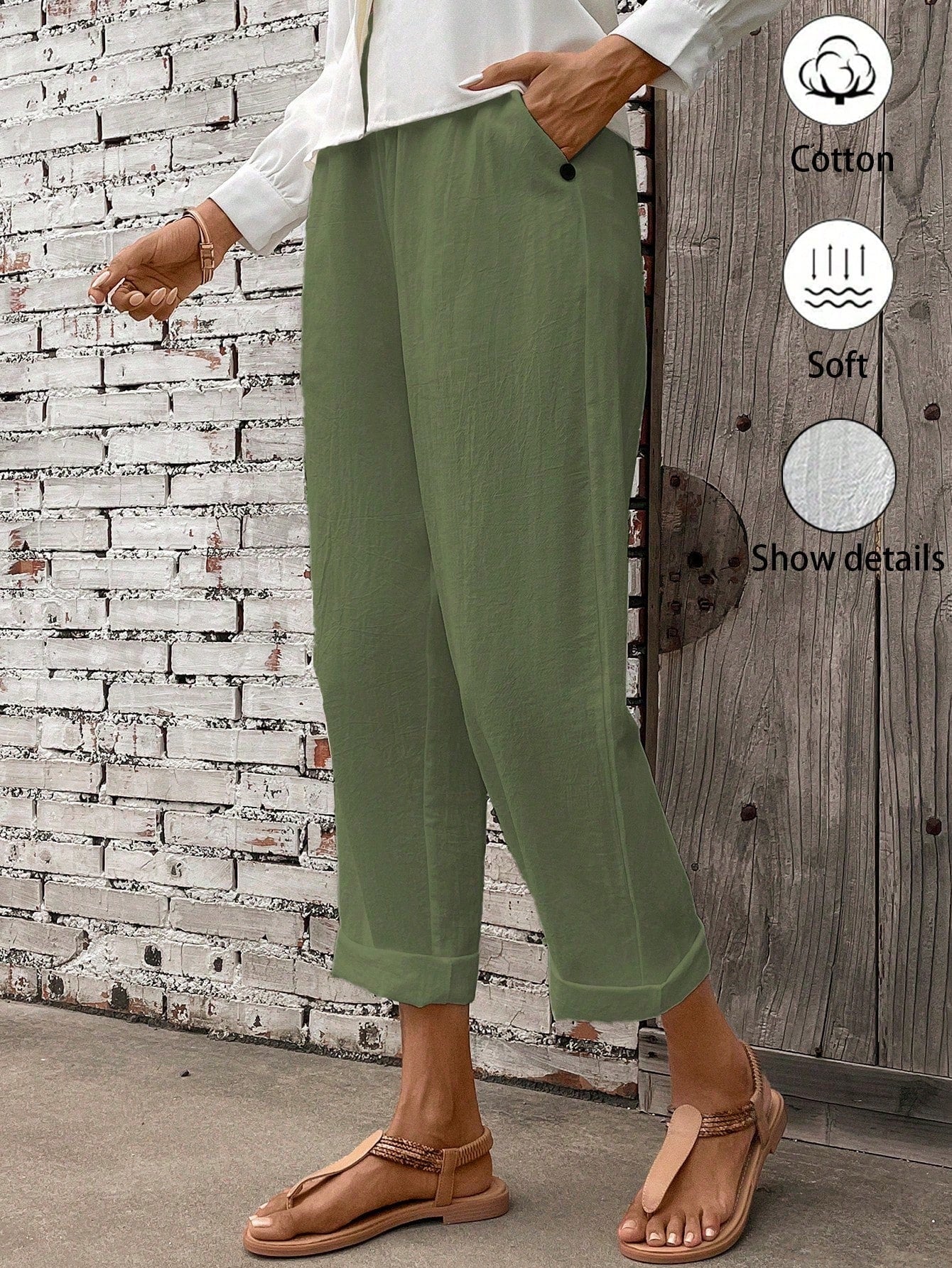 Women's Elastic Waist Wide-Leg Pants