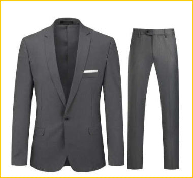 Multi-Color Two-piece Suit Men's Solid Color Slim Fit