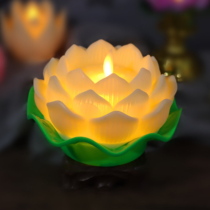 Lotus Candle Lotus Lamp Legal Props Changming Lamp Plastic Luminous Electronic Candle Ornaments