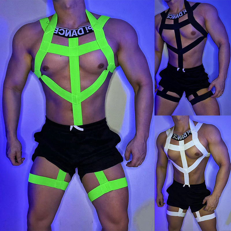 Elastic Strap Bodysuit Fluorescent Strap Performance Clothing