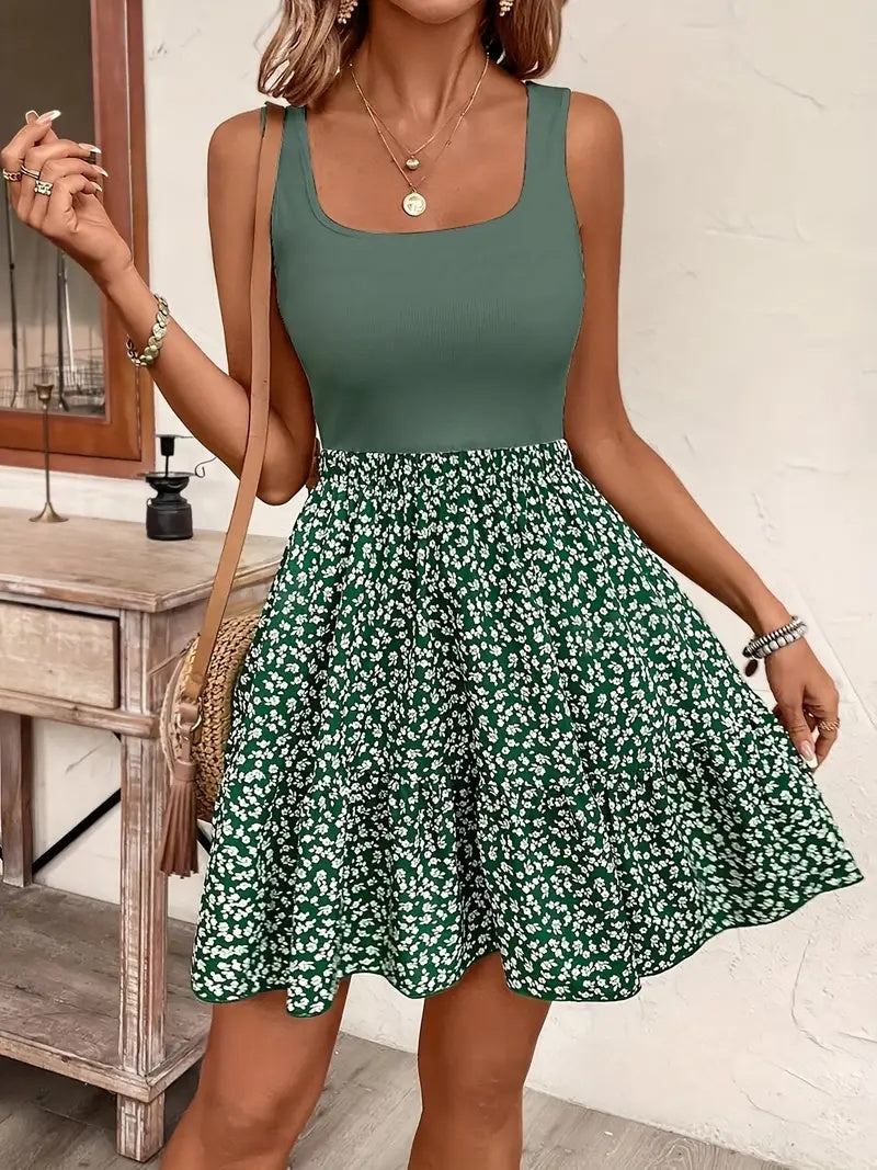 Flower Print Sleeveless Summer Jumpsuit