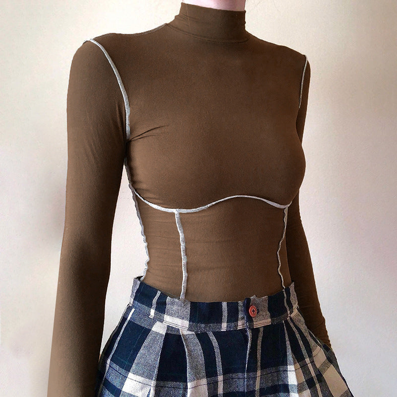 Chest-shaped Stitching Sexy Hot Girl Knitted Top