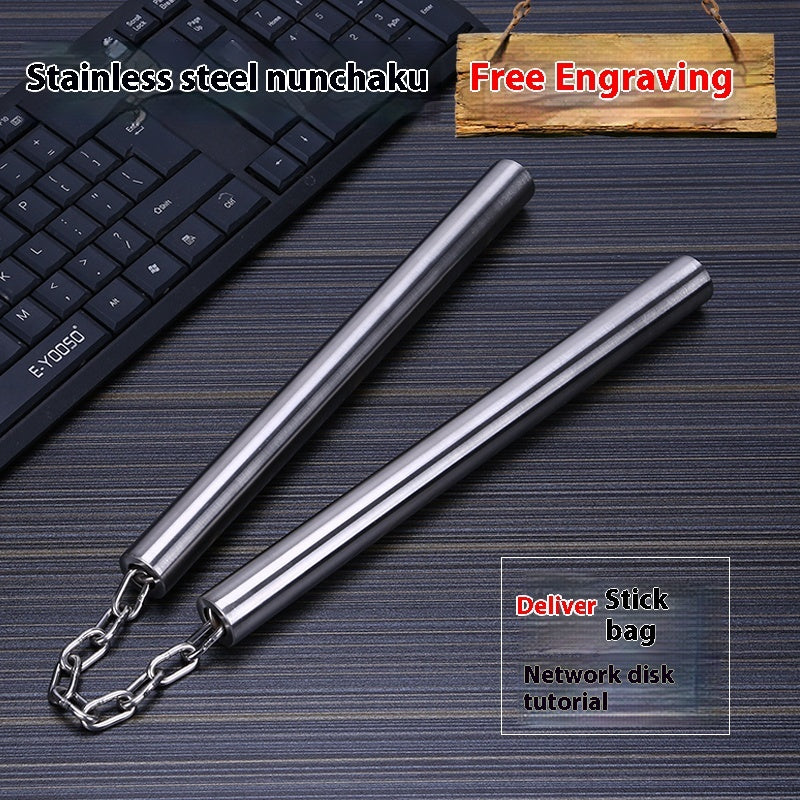 Stainless Steel Nunchaku Flat Head Round Head Two-section Stick
