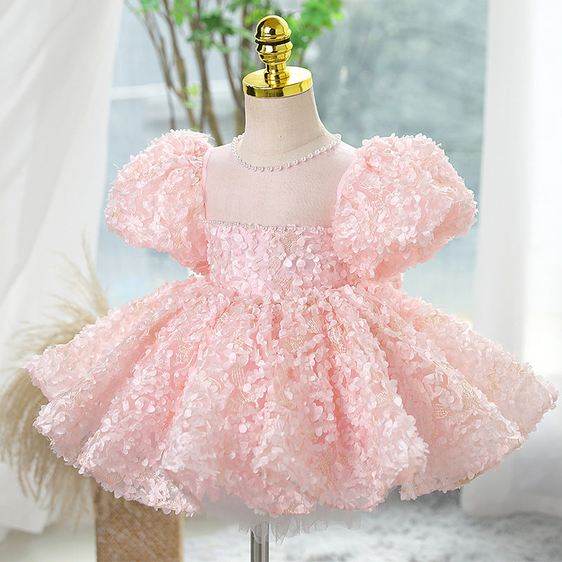 New Children's Princess Dress Sweet Flower Girl Tulle Tutu Little Girl Birthday Costume