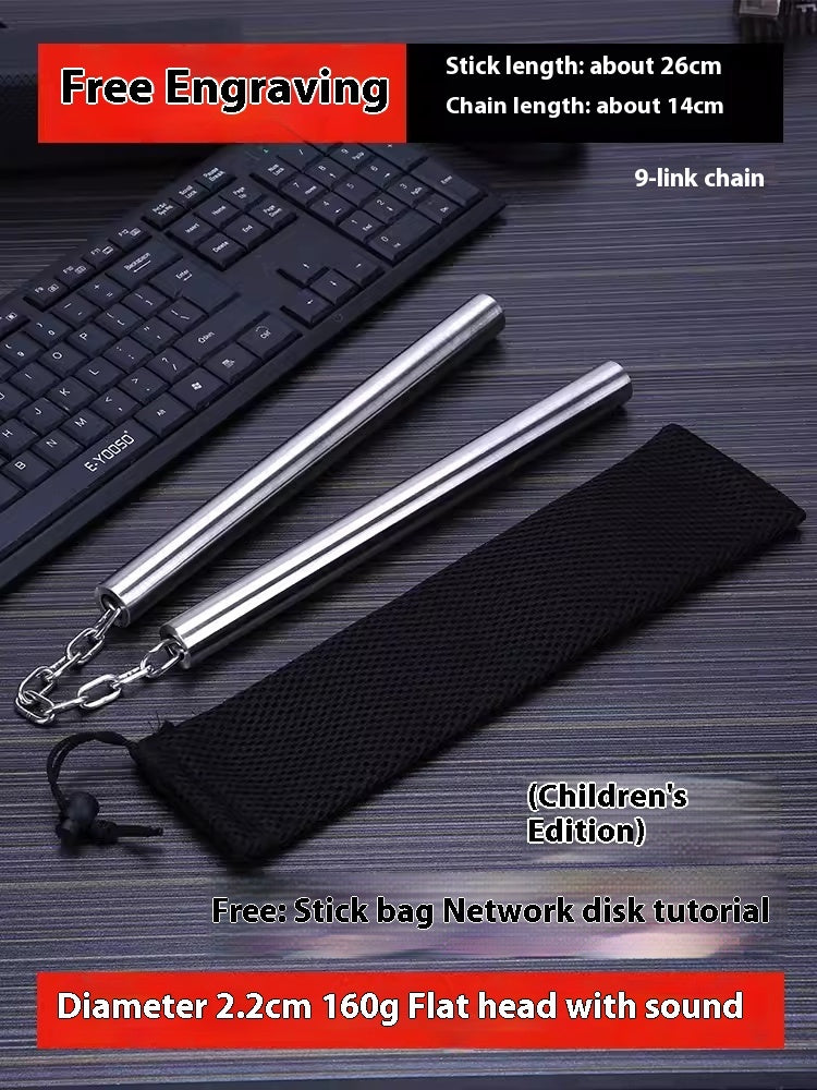 Stainless Steel Nunchaku Flat Head Round Head Two-section Stick