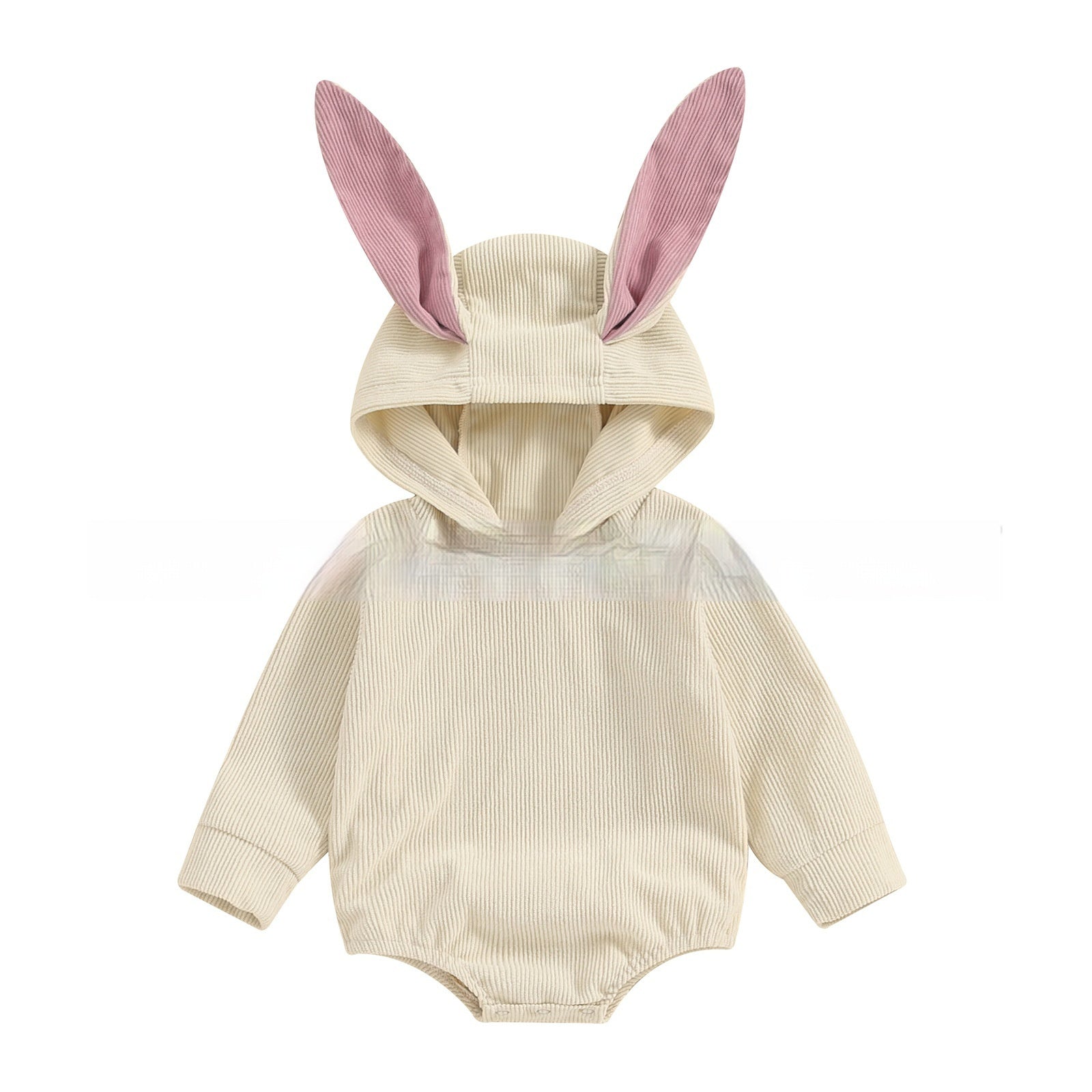 Boys And Girls Long Sleeve Corduroy Hooded Rabbit Ear Romper