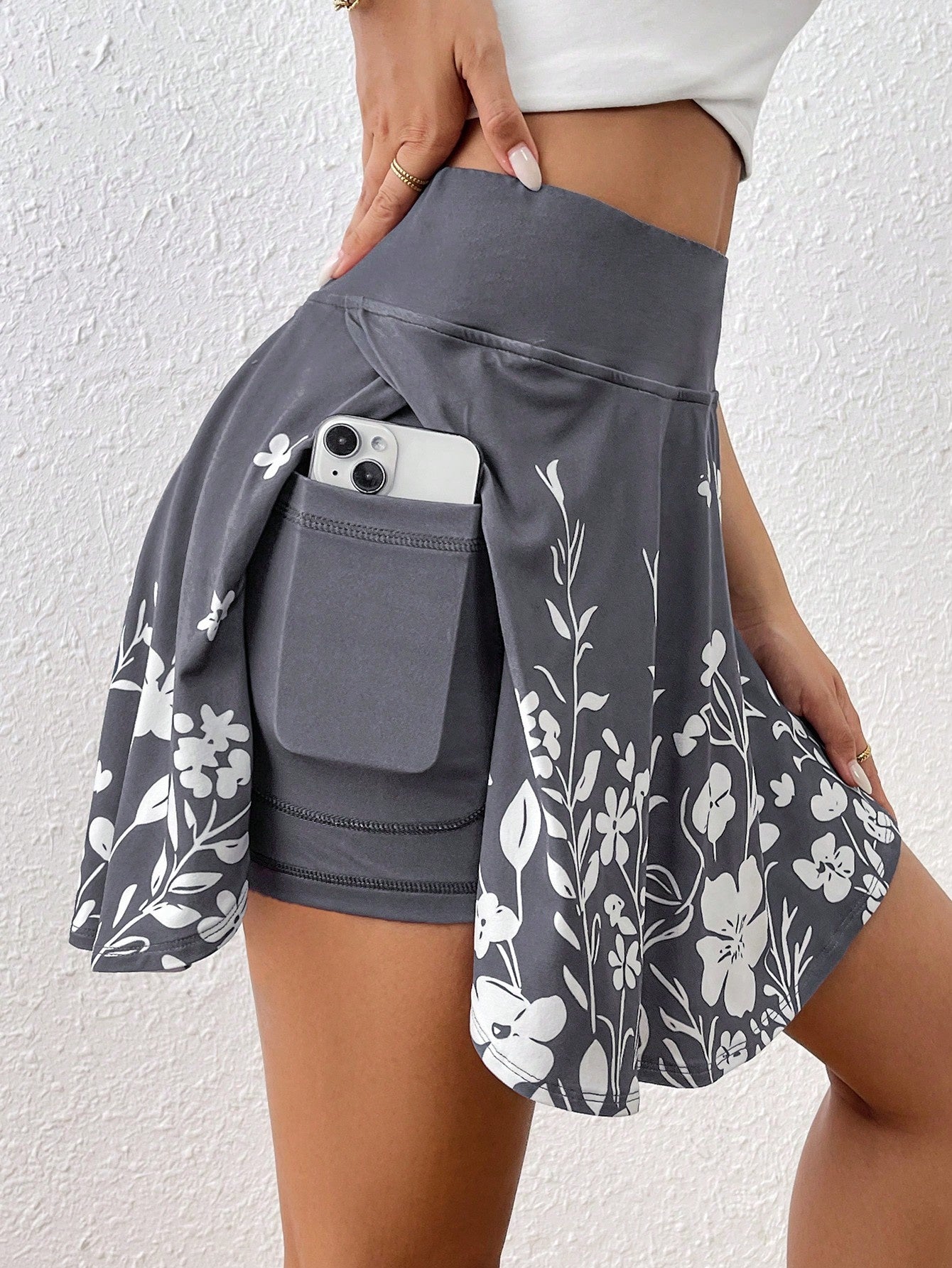Pocket Minimalist Flower Printed Shorts With Pockets Shorts Inside Out Back To School Outfits