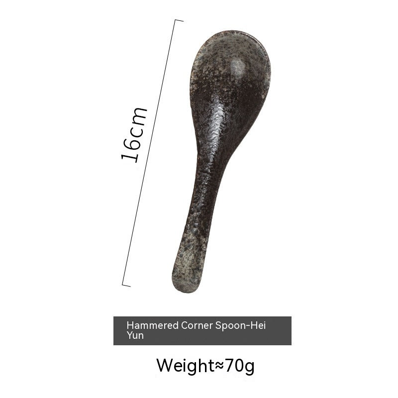 Japanese Angled Ceramic Household Restaurant Spoon