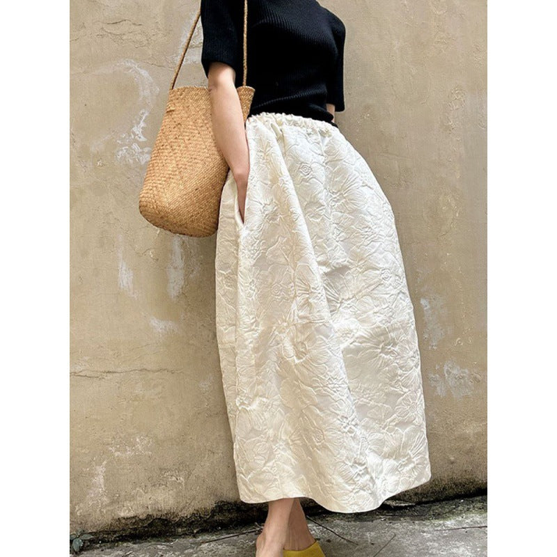 Fashion Relievo Jacquard Skirt Casual Women