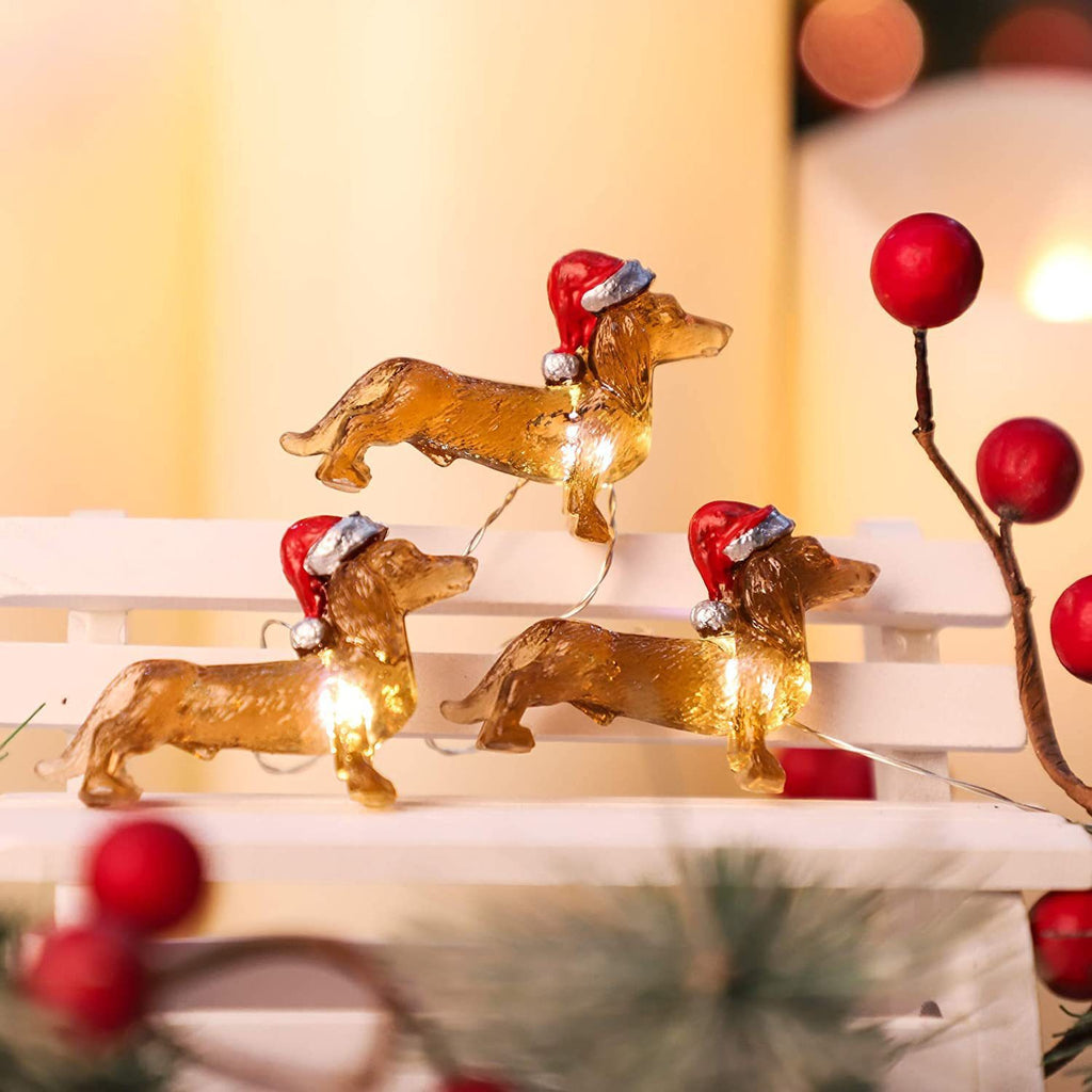 Festival Decorative Lamp Resin Simulation Transparent Sausage Dog Christmas String Light